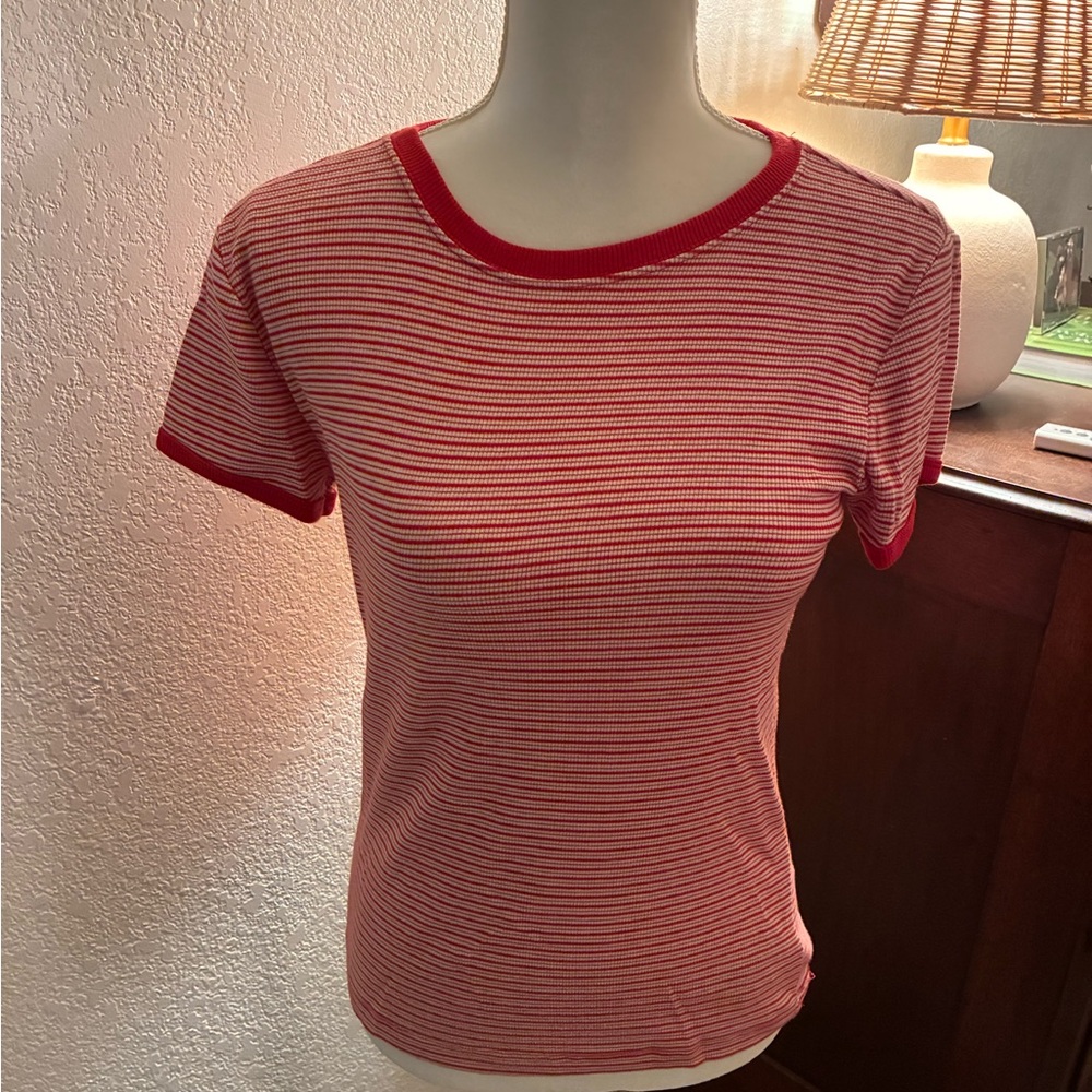 GAP Modern Rib T-Shirt in red & white stripe